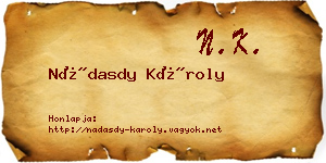 Nádasdy Károly névjegykártya
